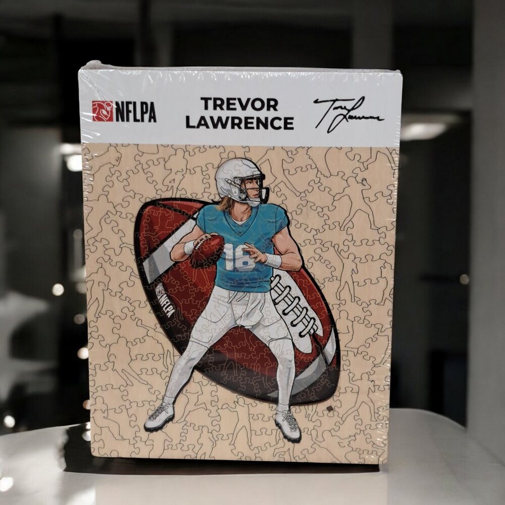 Iconic NFLPA Trevor Lawrence Wooden Puzzle Size S 150 Pieces With Box And Stand